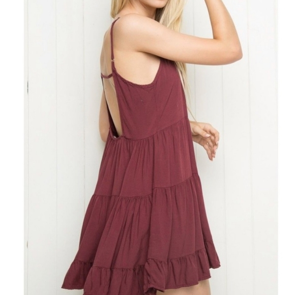 Forever 22 Burgundy Tier Lace Shift Dress - Picture 6 of 6